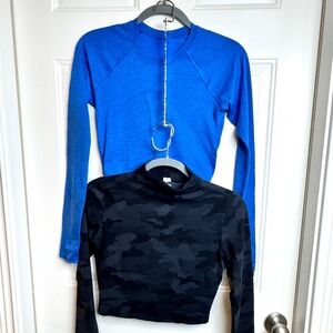 Lululemon All Aligned Mock Neck Camo & Swiftly Tech Cropped Shirts, Pair Size 6